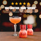 Two bottles of Sip Elixirs with a cocktail and text about controlling one's 'voyage' on a blurred background.